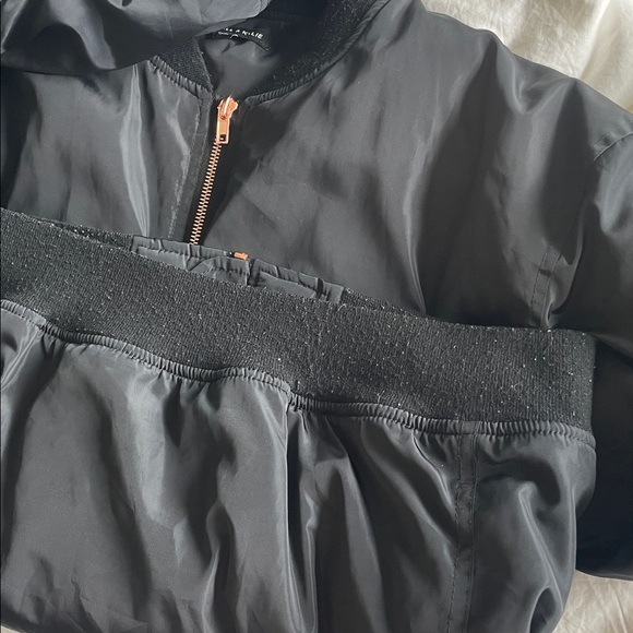 Kendall and Kylie Black Bomber Jacket with Rose Gold Zipper- large - Picture 7 of 8